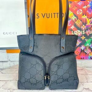 Gucci black canvas guccissima tote shoulder bag NEW Straps VINTAGE Beauty
